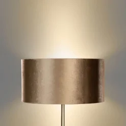 QAZQA Stehlampen|Wohnzimmerlampen*Stehleuchte Messing mit Samt-Schirm Bronze 50cm - Simplo