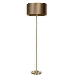 QAZQA Stehlampen|Wohnzimmerlampen*Stehleuchte Messing mit Samt-Schirm Bronze 50cm - Simplo