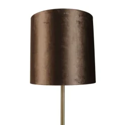 QAZQA Stehlampen|Wohnzimmerlampen*Stehleuchte Messing mit Samt-Schirm Braun 40cm - Simplo