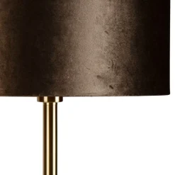 QAZQA Stehlampen|Wohnzimmerlampen*Stehleuchte Messing mit Samt-Schirm Braun 40cm - Simplo