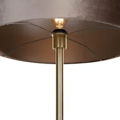 QAZQA Stehlampen|Wohnzimmerlampen*Stehleuchte Messing mit Samt-Schirm Taupe 50cm - Simplo