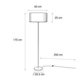 QAZQA Stehlampen|Wohnzimmerlampen*Stehleuchte Messing mit Samt-Schirm Taupe 50cm - Simplo