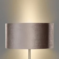 QAZQA Stehlampen|Wohnzimmerlampen*Stehleuchte Messing mit Samt-Schirm Taupe 50cm - Simplo