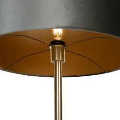 QAZQA Stehlampen|Wohnzimmerlampen*Stehleuchte Messing mit Samt-Schirm Grün 50cm - Simplo