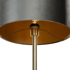 QAZQA Stehlampen|Wohnzimmerlampen*Stehleuchte Messing mit Samt-Schirm Grün 40cm - Simplo