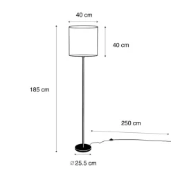 QAZQA Stehlampen|Wohnzimmerlampen*Stehleuchte Messing mit Samtschirm Taupe 50cm - Simplo