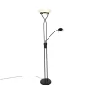 QAZQA Led-Stehlampen|Stehlampen*Stehleuchte schwarz inkl. LED und Dimmer mit Leselampe dim to warm - Empoli