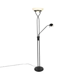 QAZQA Led-Stehlampen|Stehlampen*Stehleuchte schwarz inkl. LED und Dimmer mit Leselampe dim to warm - Empoli