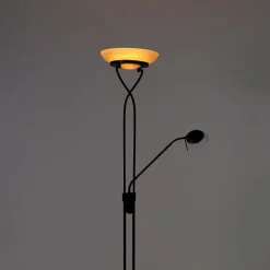 QAZQA Led-Stehlampen|Stehlampen*Stehleuchte schwarz inkl. LED und Dimmer mit Leselampe dim to warm - Empoli