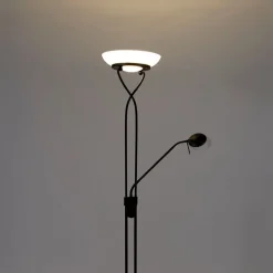 QAZQA Led-Stehlampen|Stehlampen*Stehleuchte schwarz inkl. LED und Dimmer mit Leselampe dim to warm - Empoli