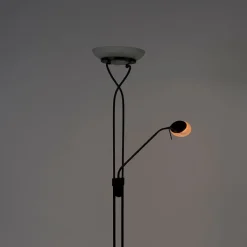 QAZQA Led-Stehlampen|Stehlampen*Stehleuchte schwarz inkl. LED und Dimmer mit Leselampe dim to warm - Empoli