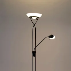 QAZQA Led-Stehlampen|Stehlampen*Stehleuchte schwarz inkl. LED und Dimmer mit Leselampe dim to warm - Empoli