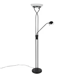 QAZQA Led-Stehlampen|Stehlampen*Stehleuchte schwarz inkl. LED und Dimmer mit Leselampe dim to warm - Empoli