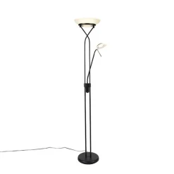 QAZQA Led-Stehlampen|Stehlampen*Stehleuchte schwarz inkl. LED und Dimmer mit Leselampe dim to warm - Empoli