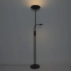 QAZQA Led-Stehlampen|Stehlampen*Stehleuchte schwarz inkl. LED und Dimmer mit Leselampe - Fez