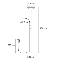 QAZQA Led-Stehlampen|Stehlampen*Stehleuchte schwarz inkl. LED und Dimmer mit Leselampe - Fez
