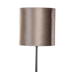 QAZQA Stehlampen|Wohnzimmerlampen*Stehleuchte Schwarz mit Braunem Samt-Schirm 40cm - Simplo