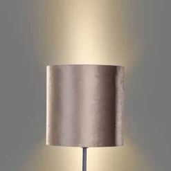 QAZQA Stehlampen|Wohnzimmerlampen*Stehleuchte Schwarz mit Braunem Samt-Schirm 40cm - Simplo