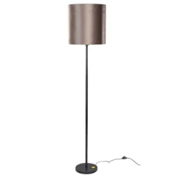 QAZQA Stehlampen|Wohnzimmerlampen*Stehleuchte Schwarz mit Braunem Samt-Schirm 40cm - Simplo
