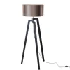QAZQA Stehlampen|Wohnzimmerlampen*Stehleuchte Schwarz mit Braunem Samt-Schirm 50cm - Puros