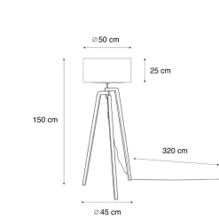 QAZQA Stehlampen|Wohnzimmerlampen*Stehleuchte Schwarz mit Braunem Samt-Schirm 50cm - Puros