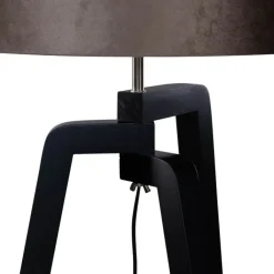 QAZQA Stehlampen|Wohnzimmerlampen*Stehleuchte Schwarz mit Braunem Samt-Schirm 50cm - Puros