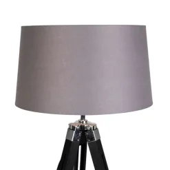 QAZQA Stehlampen|Wohnzimmerlampen*Stehleuchte schwarz mit dunkelgrauem Schirm 45 cm - Tripod