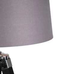 QAZQA Stehlampen|Wohnzimmerlampen*Stehleuchte schwarz mit dunkelgrauem Schirm 45 cm - Tripod