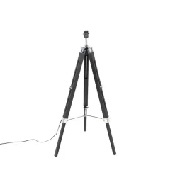 QAZQA Stehlampen|Wohnzimmerlampen*Stehleuchte schwarz mit dunkelgrauem Schirm 45 cm - Tripod