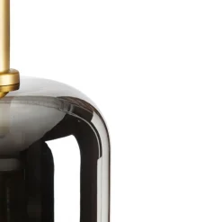 QAZQA Schlafzimmerlampen|Küchenlampen*Stehleuchte schwarz mit Gold und Rauchglas inkl. PUCC - Zuzanna