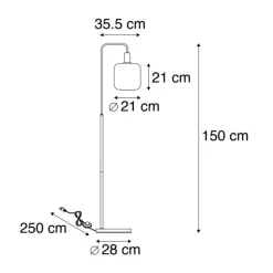 QAZQA Schlafzimmerlampen|Küchenlampen*Stehleuchte schwarz mit Gold und Rauchglas inkl. PUCC - Zuzanna