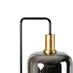 QAZQA Schlafzimmerlampen|Küchenlampen*Stehleuchte schwarz mit Gold und Rauchglas inkl. PUCC - Zuzanna