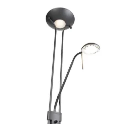 QAZQA Schlafzimmerlampen|Küchenlampen*Stehleuchte schwarz mit Leseleuchte inkl. LED und Dimmer - Diva 2