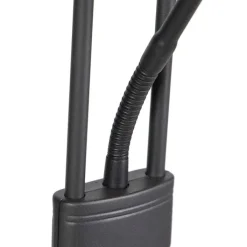 QAZQA Schlafzimmerlampen|Küchenlampen*Stehleuchte schwarz mit Leseleuchte inkl. LED und Dimmer - Diva 2