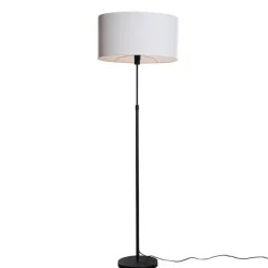 QAZQA Stehlampen|Wohnzimmerlampen*Stehleuchte Schwarz mit ovalem Leinen-Schirm Weiß 50cm - Parte