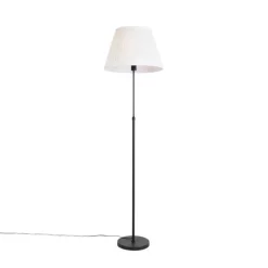 QAZQA Stehlampen|Wohnzimmerlampen*Stehleuchte schwarz mit plissiertem Schirm creme 45 cm verstellbar - Parte