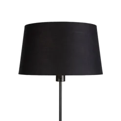 QAZQA Stehlampen|Wohnzimmerlampen*Stehleuchte schwarz mit schwarzem Schirm 35 cm verstellbar - Parte