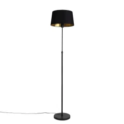 QAZQA Stehlampen|Wohnzimmerlampen*Stehleuchte schwarz mit schwarzem Schirm 35 cm verstellbar - Parte