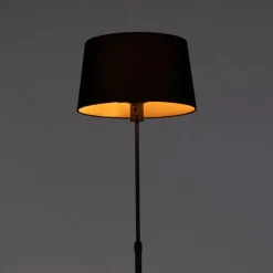QAZQA Stehlampen|Wohnzimmerlampen*Stehleuchte schwarz mit schwarzem Schirm 35 cm verstellbar - Parte
