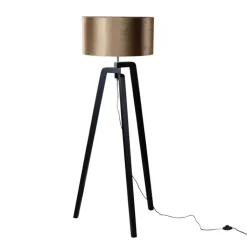 QAZQA Stehlampen|Wohnzimmerlampen*Stehleuchte Schwarz mit Samtschirm Bronze 50cm - Puros