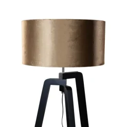 QAZQA Stehlampen|Wohnzimmerlampen*Stehleuchte Schwarz mit Samtschirm Bronze 50cm - Puros