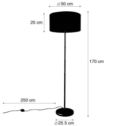 QAZQA Stehlampen|Wohnzimmerlampen*Stehleuchte schwarz mit Schirm weiß 50 cm - Simplo