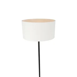 QAZQA Stehlampen|Wohnzimmerlampen*Stehleuchte schwarz mit Schirm weiß 50 cm - Simplo