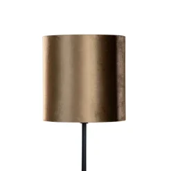 QAZQA Stehlampen|Wohnzimmerlampen*Stehleuchte Schwarz mit Samtschirm Bronze 40cm - Simplo