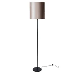 QAZQA Stehlampen|Wohnzimmerlampen*Stehleuchte Schwarz mit Taupe Samt-Schirm 50cm - Simplo
