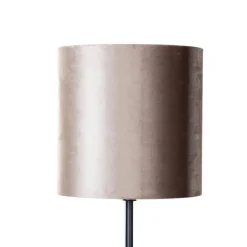 QAZQA Stehlampen|Wohnzimmerlampen*Stehleuchte Schwarz mit Taupe Samt-Schirm 50cm - Simplo