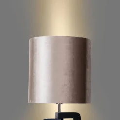 QAZQA Stehlampen|Esszimmerlampen*Stehleuchte Schwarz mit Taupe Samt Lampenschirm 50cm - Puros