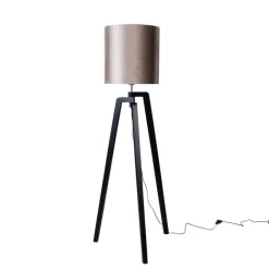 QAZQA Stehlampen|Esszimmerlampen*Stehleuchte Schwarz mit Taupe Samt Lampenschirm 50cm - Puros
