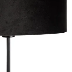 QAZQA Stehlampen|Wohnzimmerlampen*Stehleuchte schwarz mit Veloursschirm schwarz mit Gold 35 cm - Parte