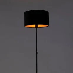 QAZQA Stehlampen|Wohnzimmerlampen*Stehleuchte schwarz mit Veloursschirm schwarz mit Gold 35 cm - Parte